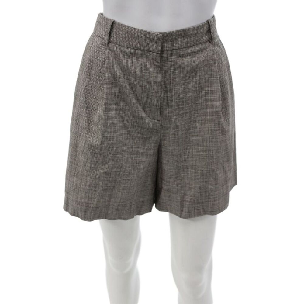 Zara Women Bermuda Shorts Brown Houndstooth Button Cotton Size L